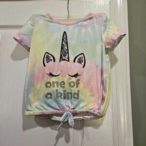BTween Girl's Size 7 "One of a Kind" Unicorn Sequin Tie-Dye Shirt‎
